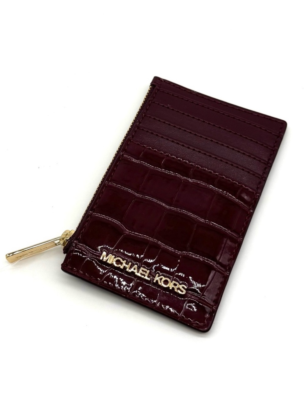 Michael Kors Medium Logo Card Case Wallet Ox Blood Multi